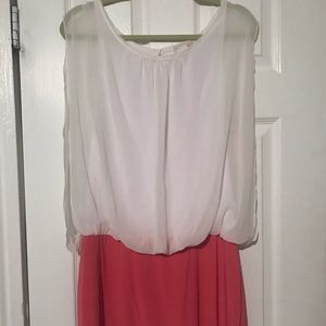 White and Salmon dress